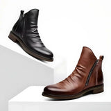 Leonardo - Side Zip Leather Ankle Boots