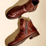 Leonardo - Side Zip Leather Ankle Boots