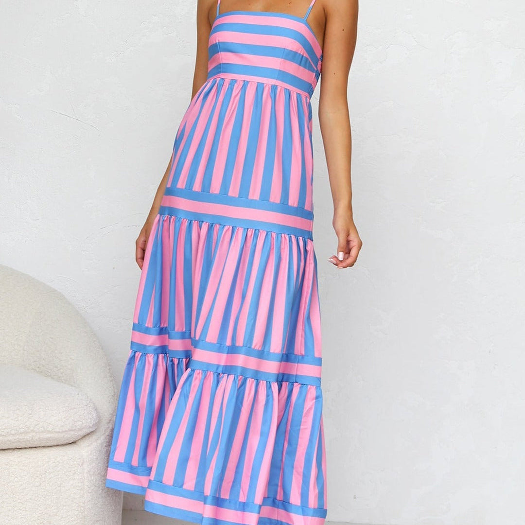 Nooré™ Capri Breeze Striped Maxi Dress