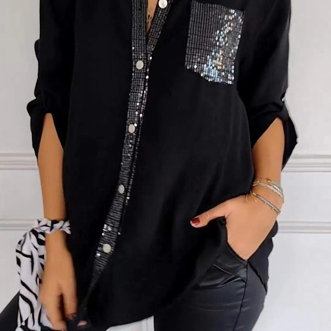 Althea – Sequined Pocket Blouse