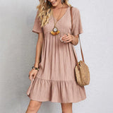 Monroe™ V-neck Short Sleeved Pleated Dress